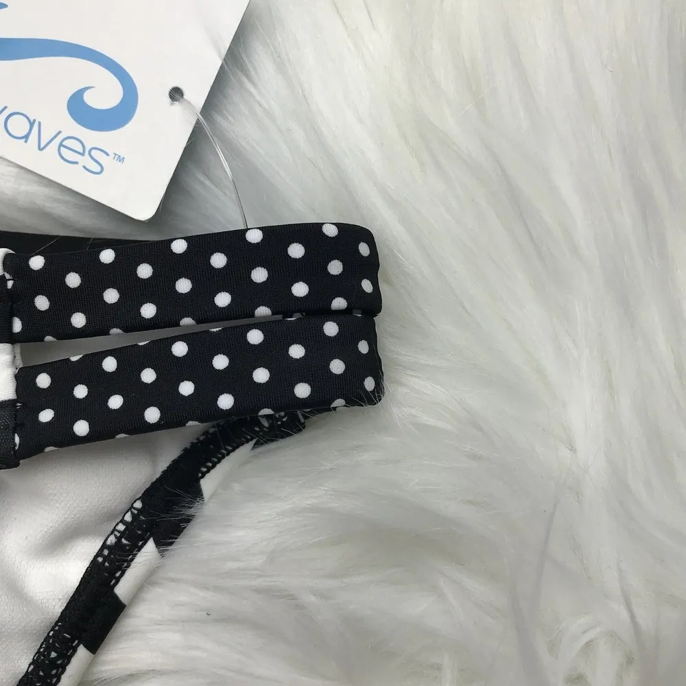 California Waves Contrast striped Polka dot Strappy Bikini Bottom Medium $28 - Image 4