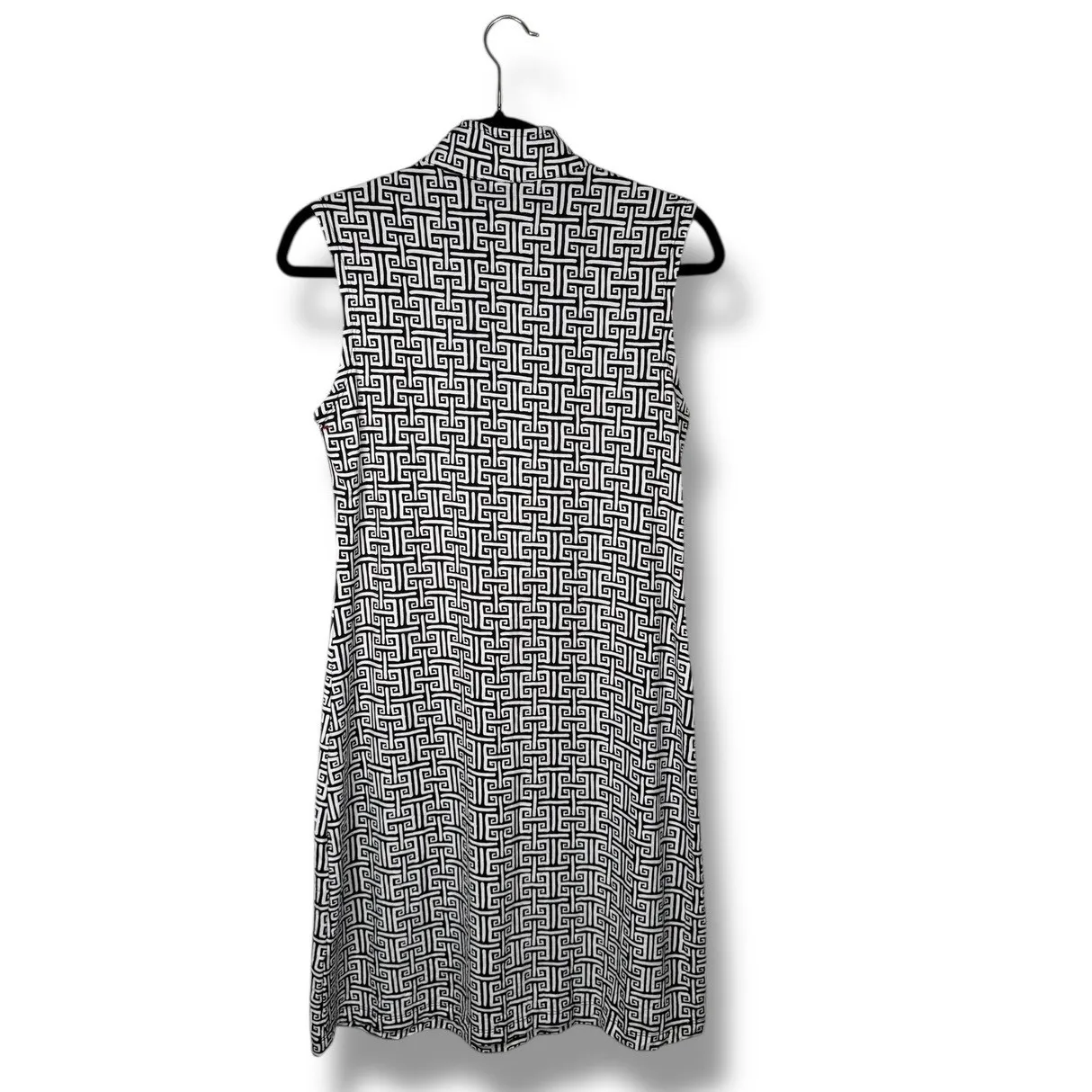 Ibkül Women's Sleeveless Mock Neck Golf Dress Black‎ White Geometric S Black - Image 6