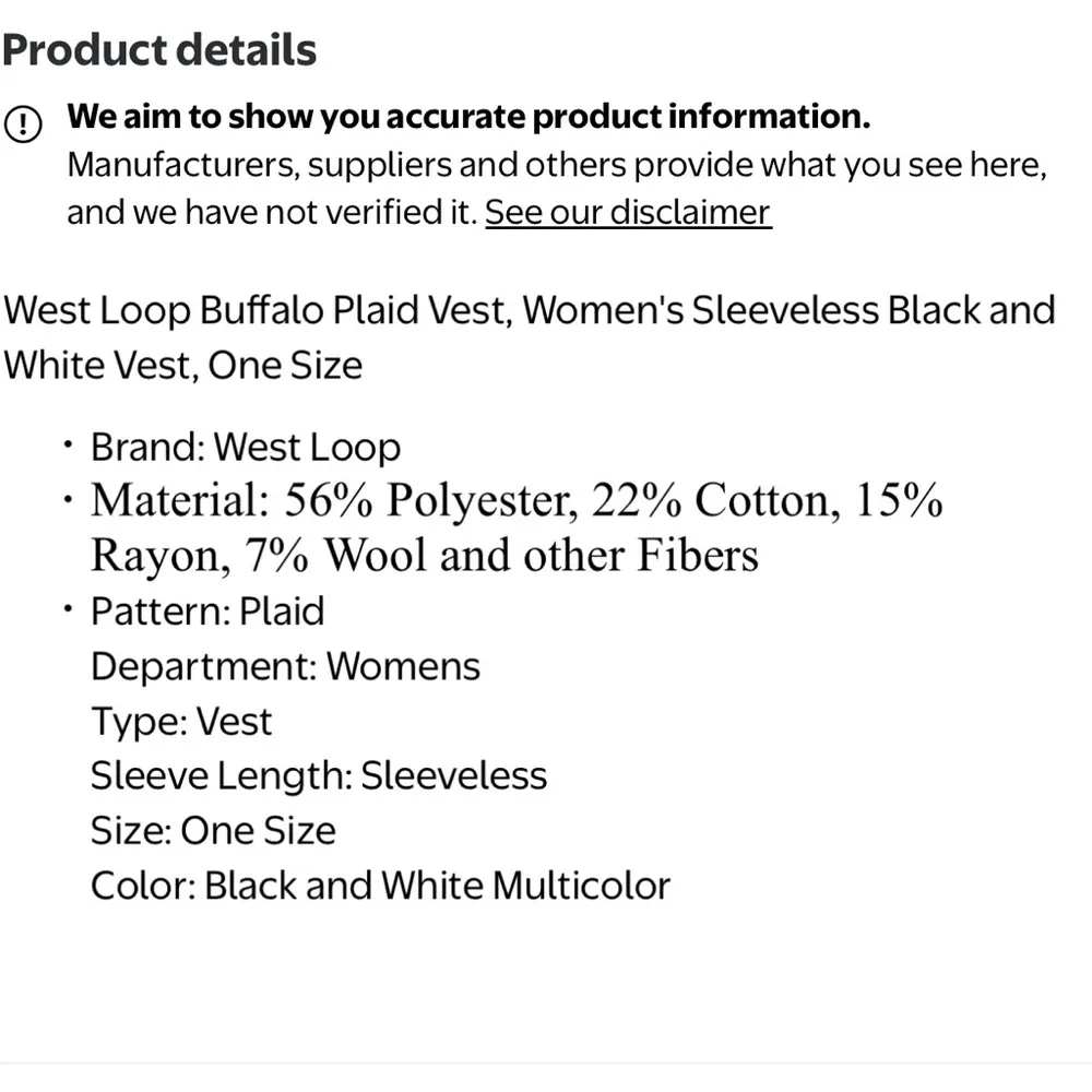 West Loop Buffalo Plaid Vest, Women's Sleeveless Black and White Vest, One Size - Image 10