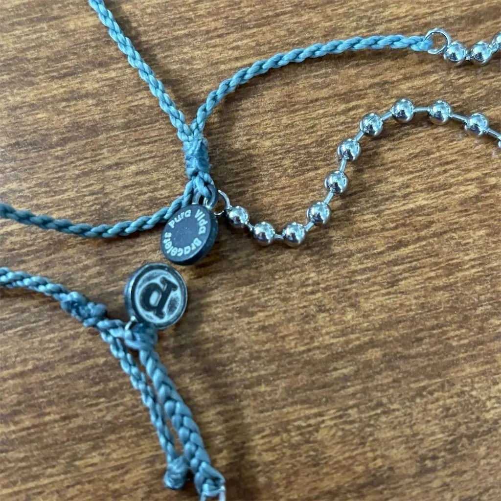 Pura Vida Bracelet Set Silver Beaded Charm Adjustable String Boho Beach - Image 4