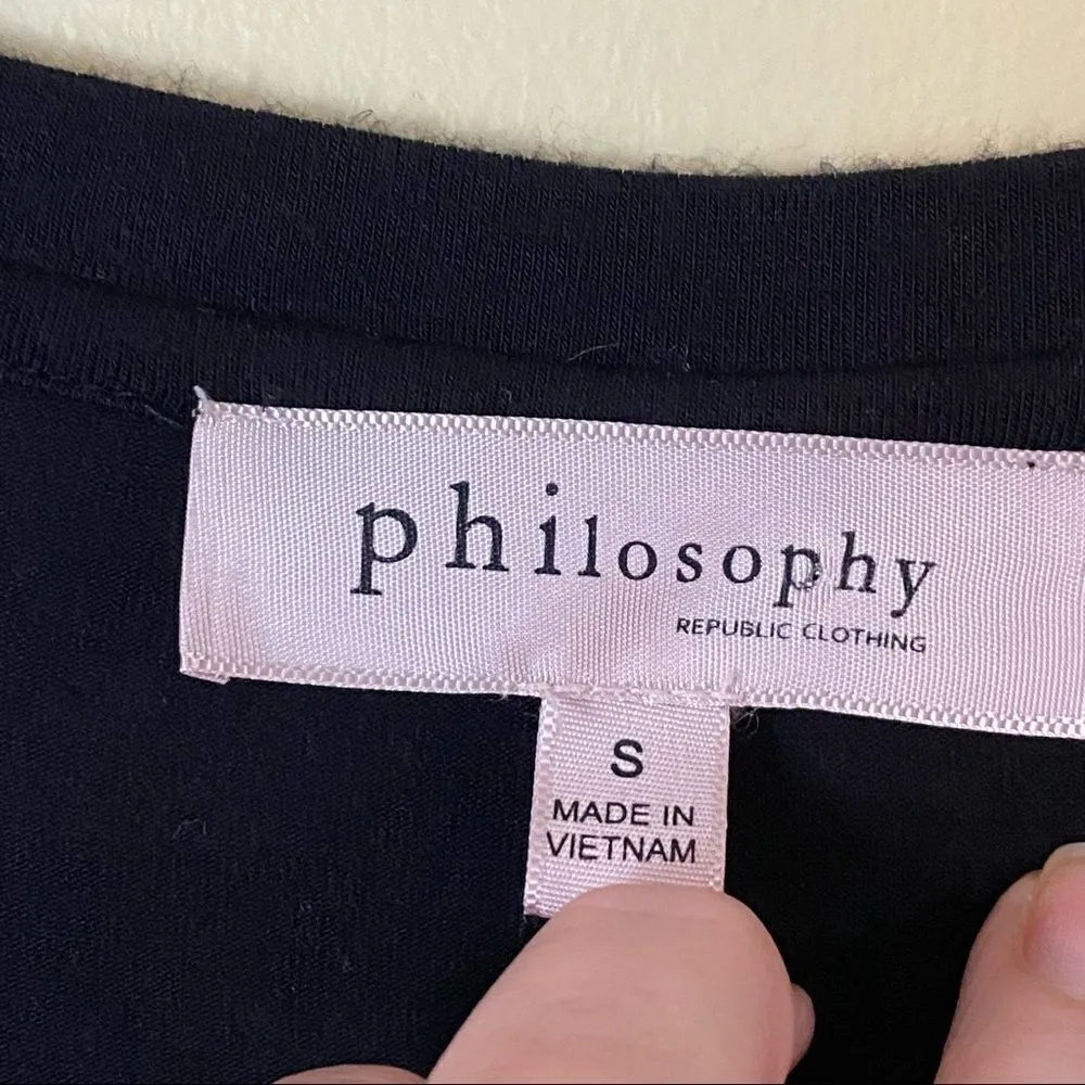 Philosophy Black Knit Tunic Long Sleeve Top Size Small - Image 7