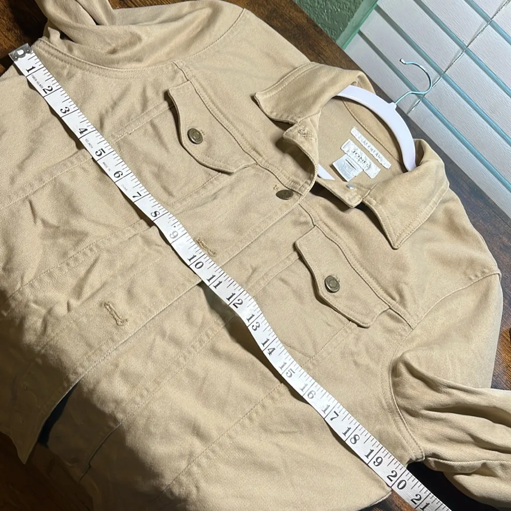 Vintage Denim Jean jacket • denim jacket • stretch • dress jacket tan jeans Size M - Image 7