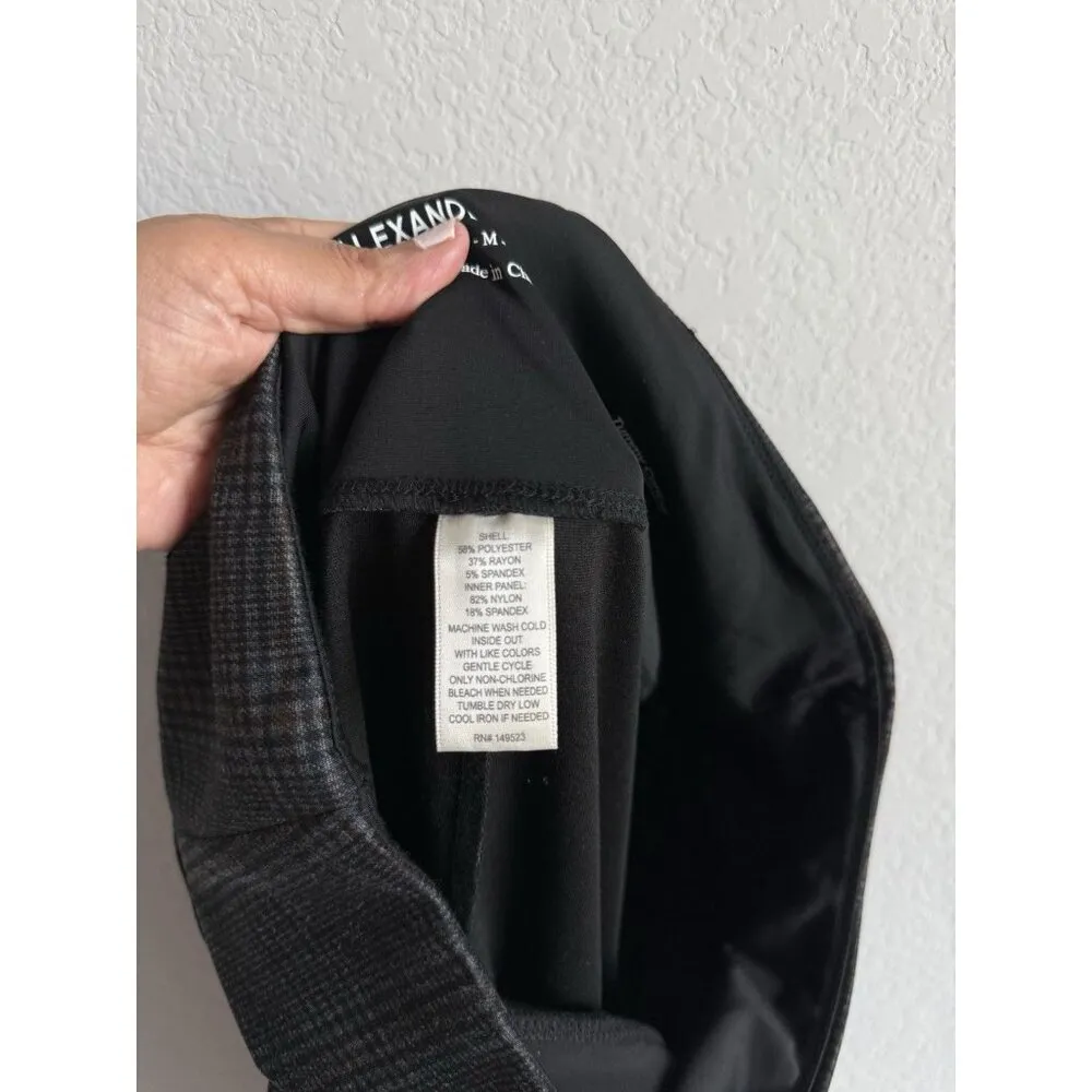 Alexander Jordan Plaid Cropped Pants Womens M Mid Rise Tummy Control Slimming Black Size M - Image 8