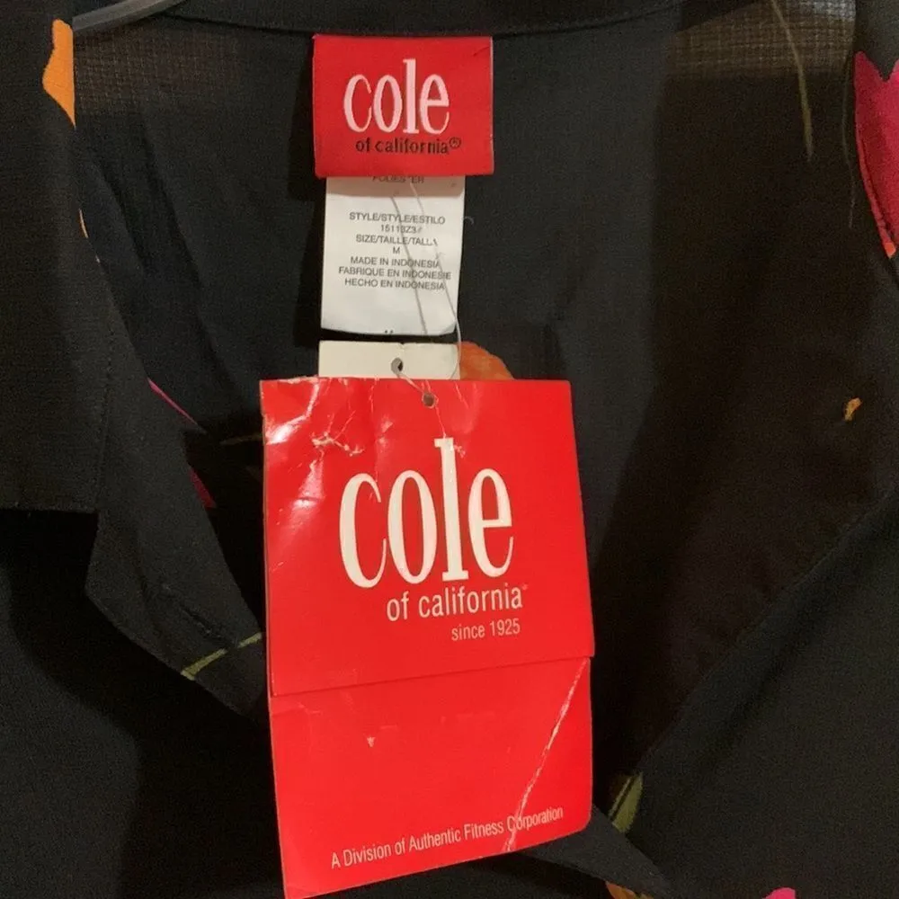 Cole Blouse Black with Orange Poppies Size M. Shoulder to Wrist 28 inches NWT Black Size M - Image 4