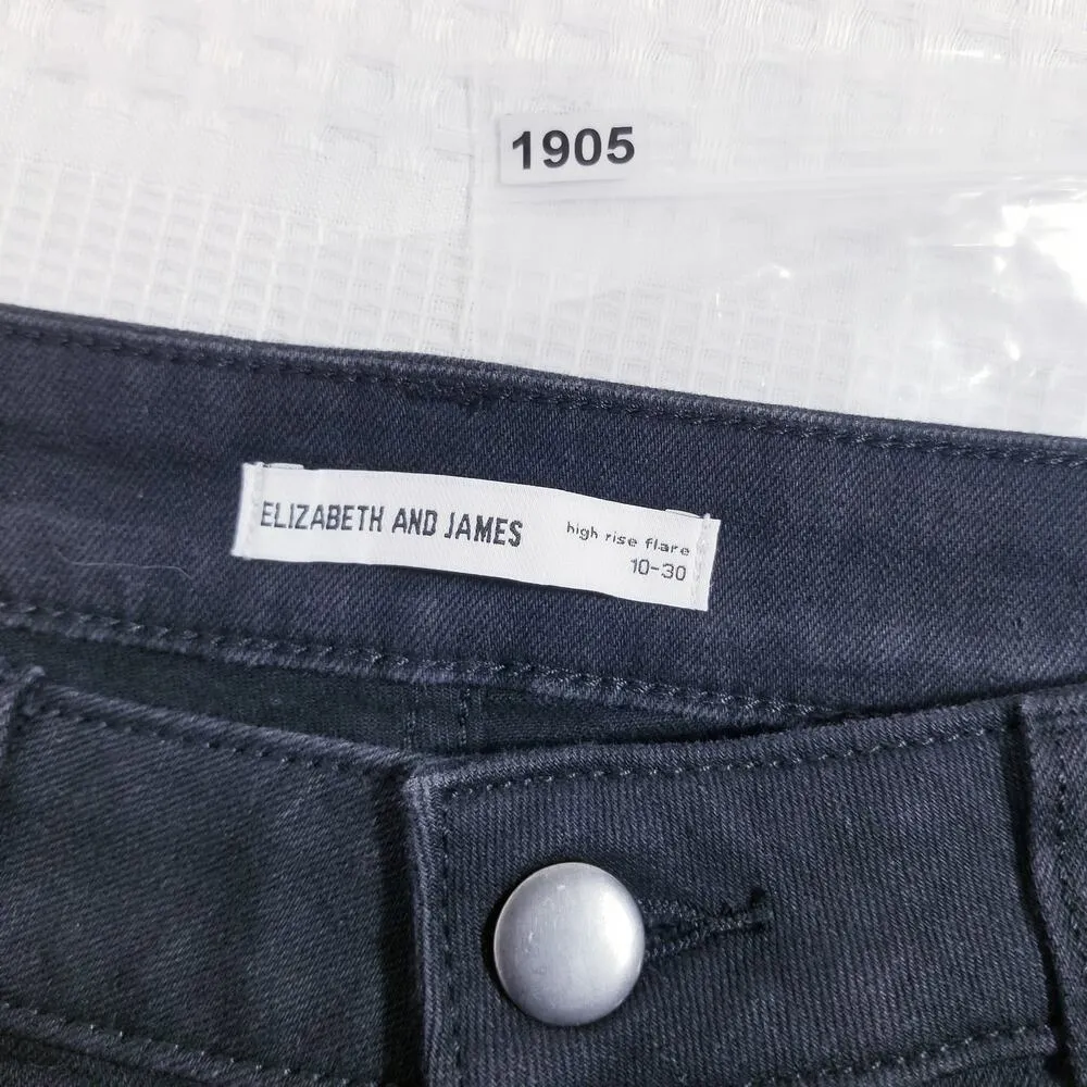 Elizabeth & James High Rise Flare Black Denim - Image 8