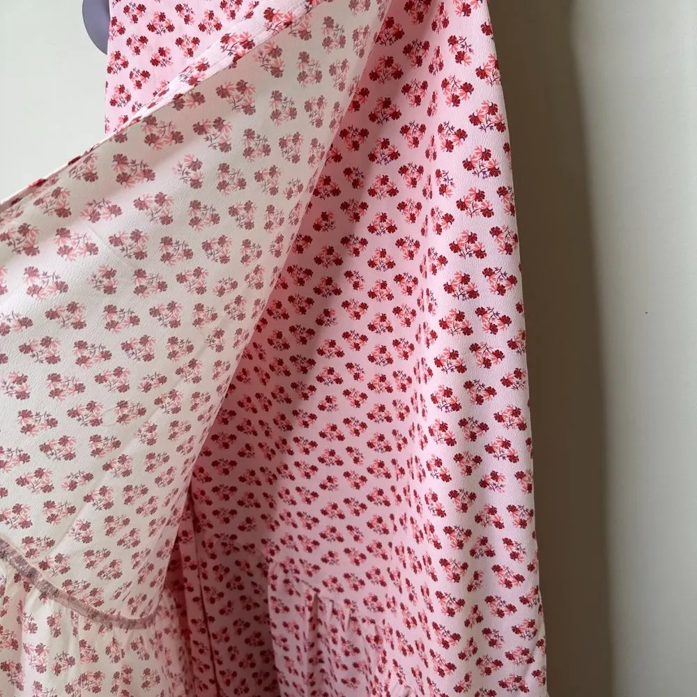 NEW Hill House Mirabel Maxi Wrap Skirt Pink Spaced Floral Poly Crepe XL - Image 5