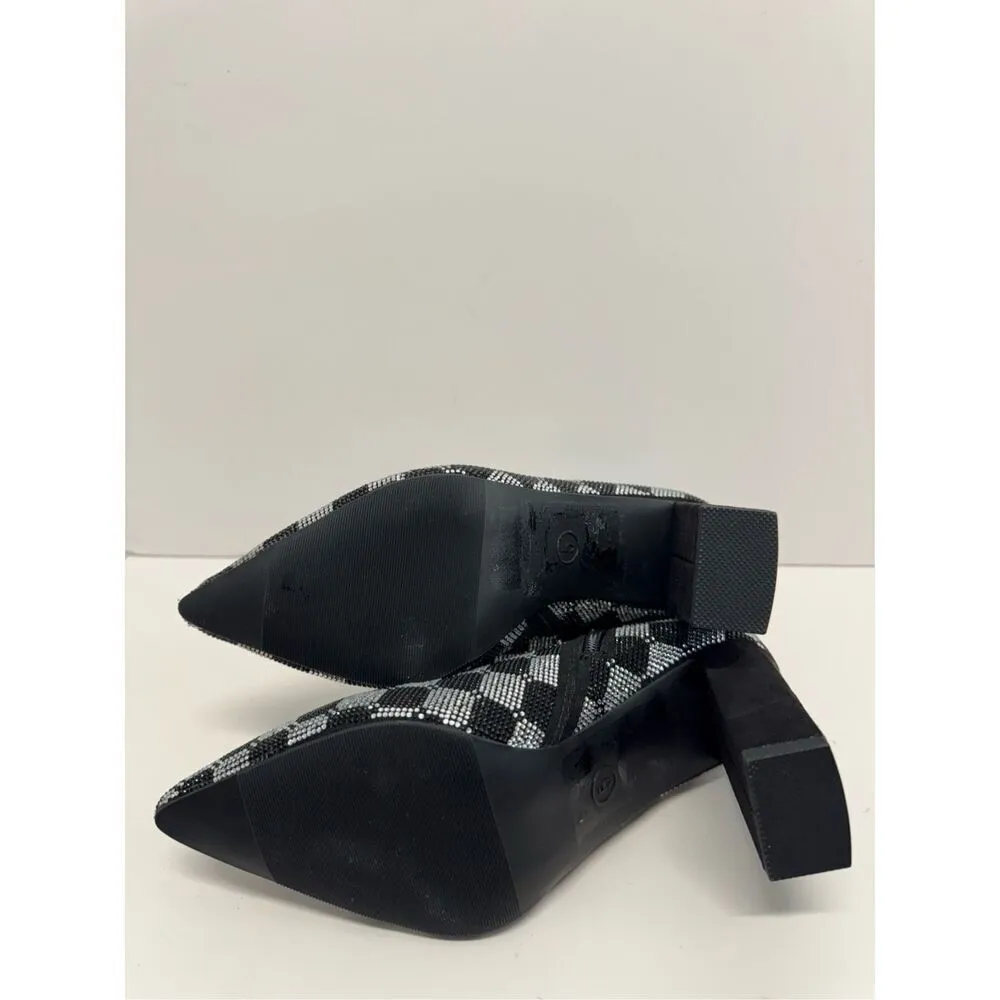 Wild Pair Boots Size 5‎ Checkered Pointed Toe Rhinestones High Heel Booties NEW - Image 9