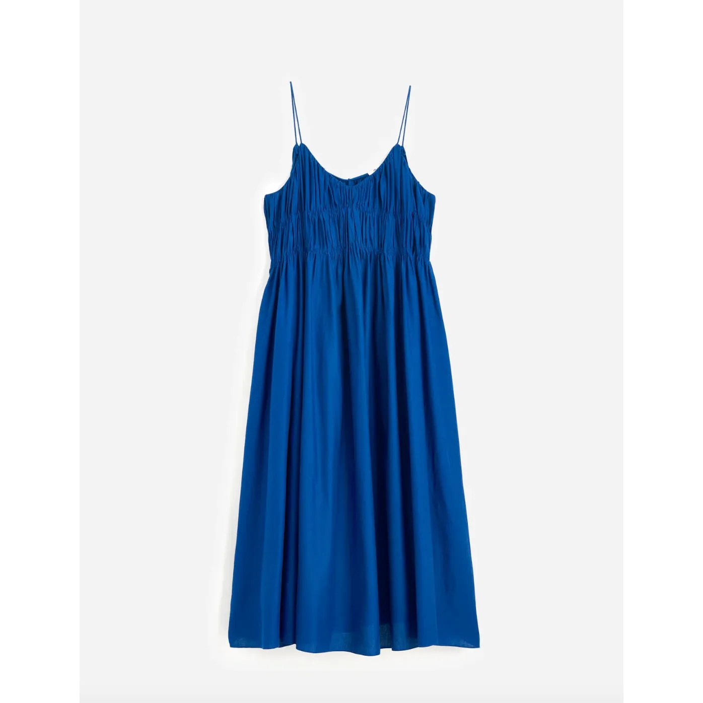 Madewell Textured V Neck Midi Dress A Line Linen Cotton Bright Sapphire XL NWT - Image 6