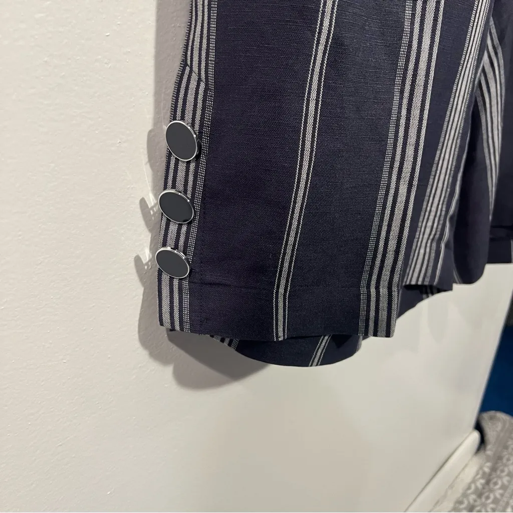 New Lane Bryant Laney Crop Pants w/ Stripes Ankle Buttons Blue‎ Size 26 - Image 3