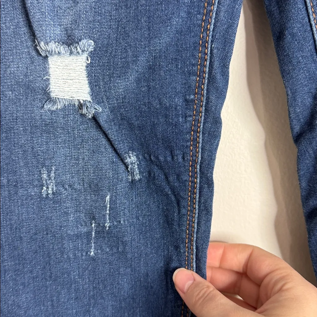 Wax Jean Get Your Rayon Mid Rise Medium Denim Distressed Blue Jeans sz Junior 13 - Image 10