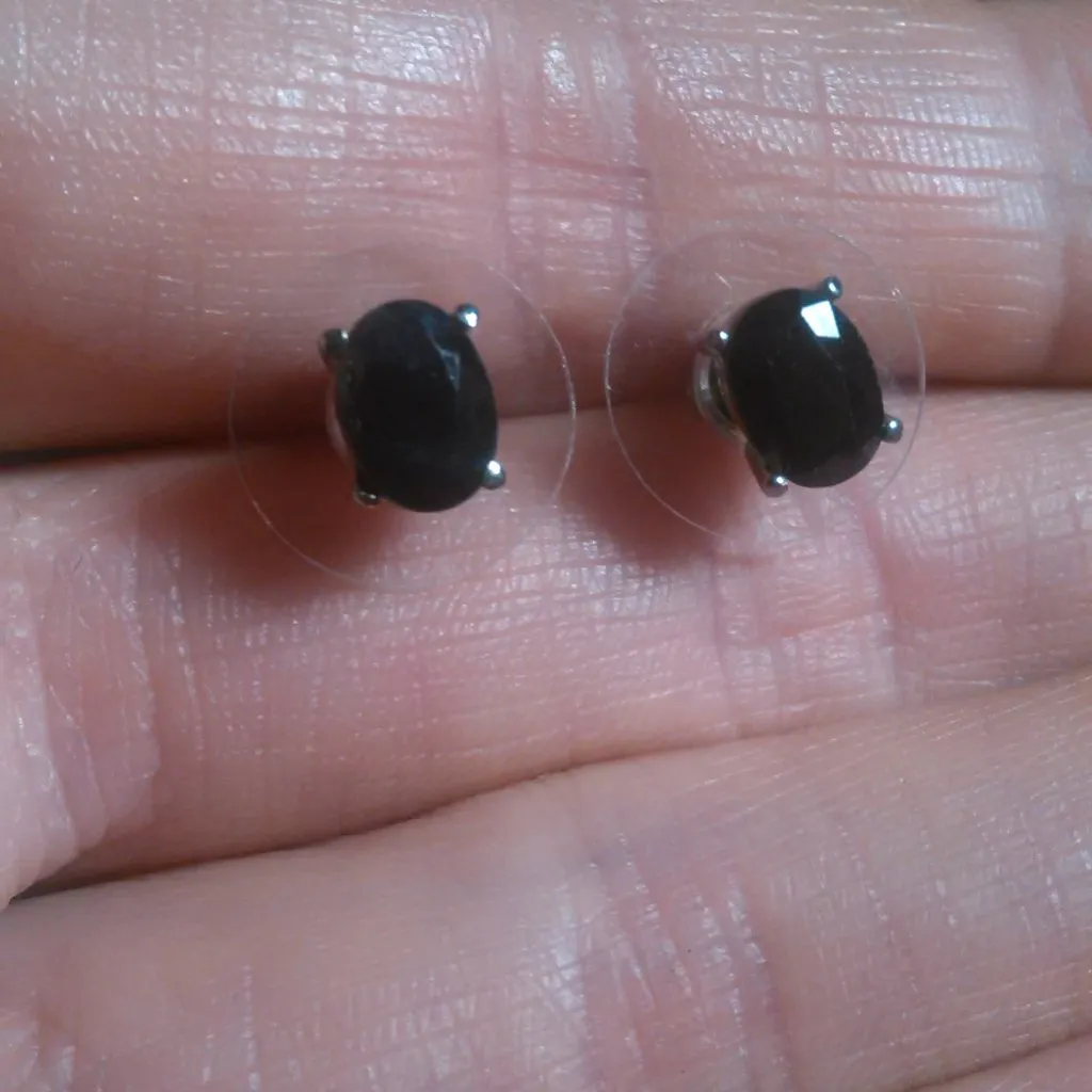 Midnight Sapphire Stainless Steel Stud Earrings - Image 10