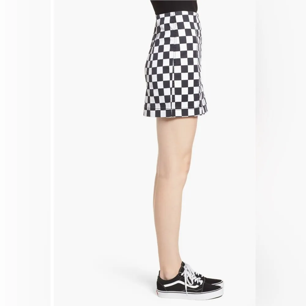 Tinsel Checkered Denim Miniskirt in Black White, Juniors Size M, New w/Tag - Image 6