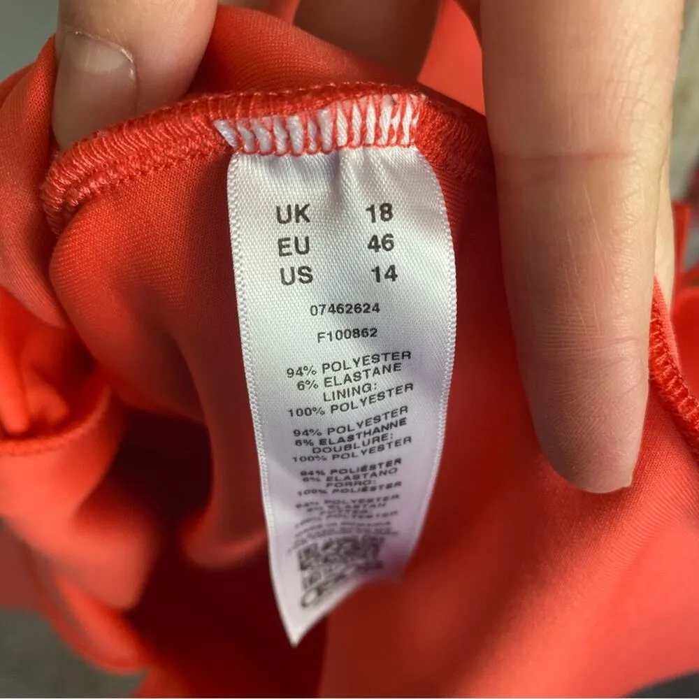 ASOS Peach One Shoulder Ruffled Scuba Midi Dress Size 14 - Image 7