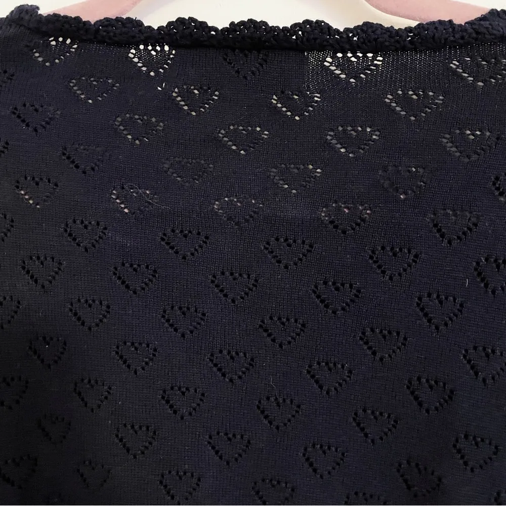 Japanese Kawaii Style Navy Blue Heart Eyelet Lace Ruffle Heart Pockets Cardigan Size XS - Image 8