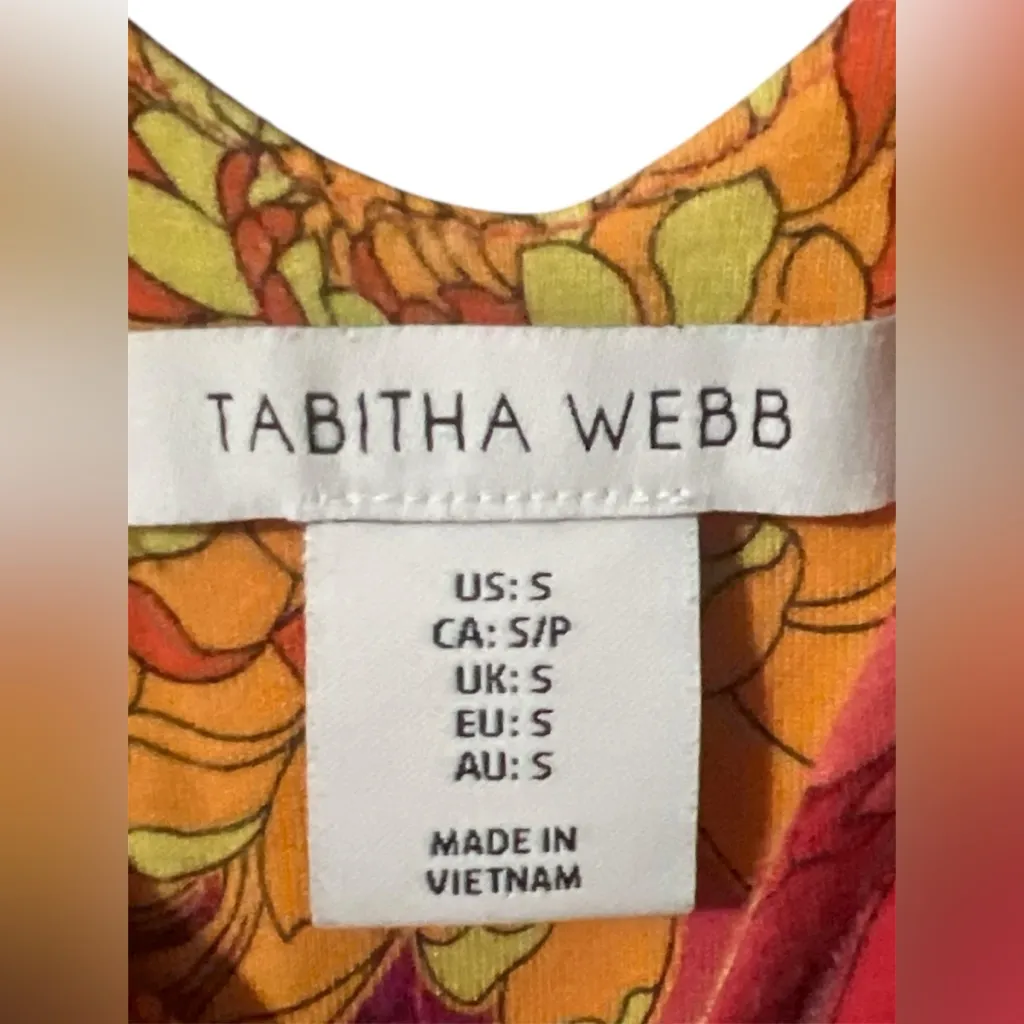 Anthropology Tabetha Webb Orange and Pink Pleated Maxi Sundress V-Neck - Image 2