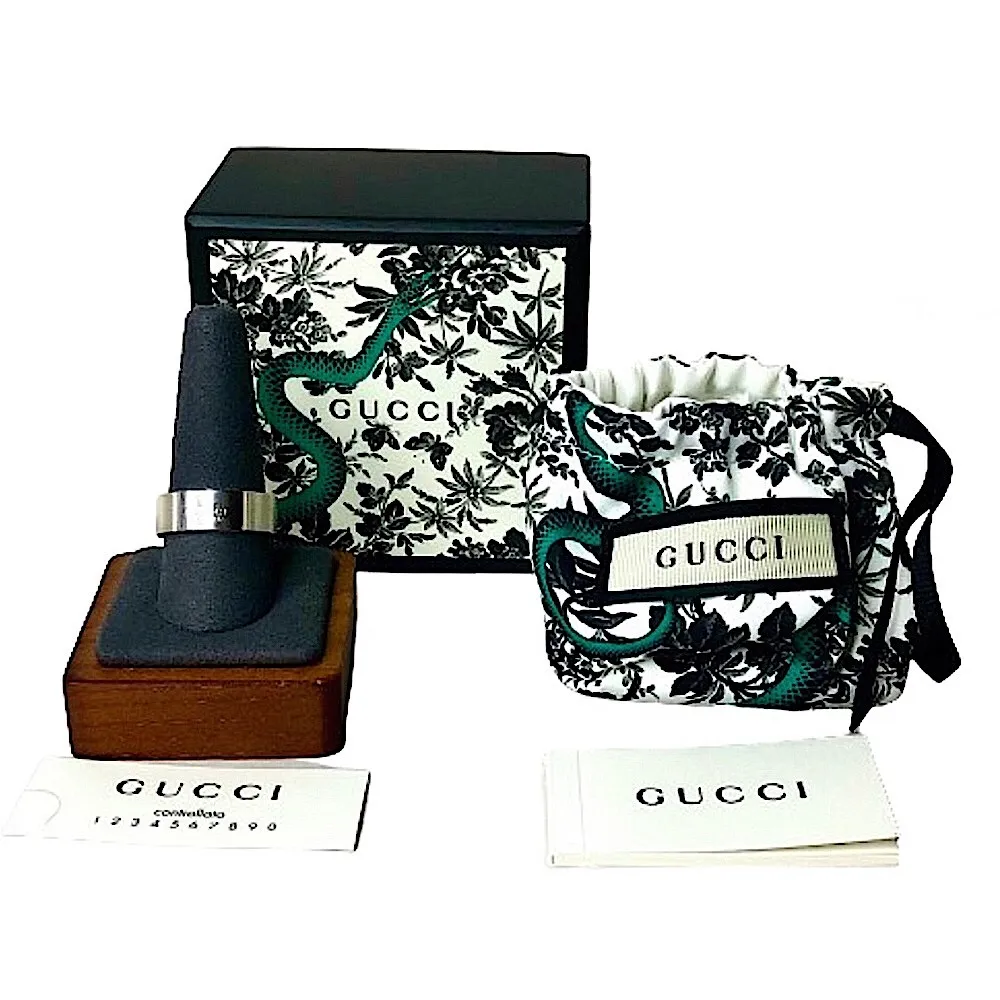 GUCCI Sterling Silver Engraved Cigar Band Ring Size 9-1/2 21 NIB - Image 16