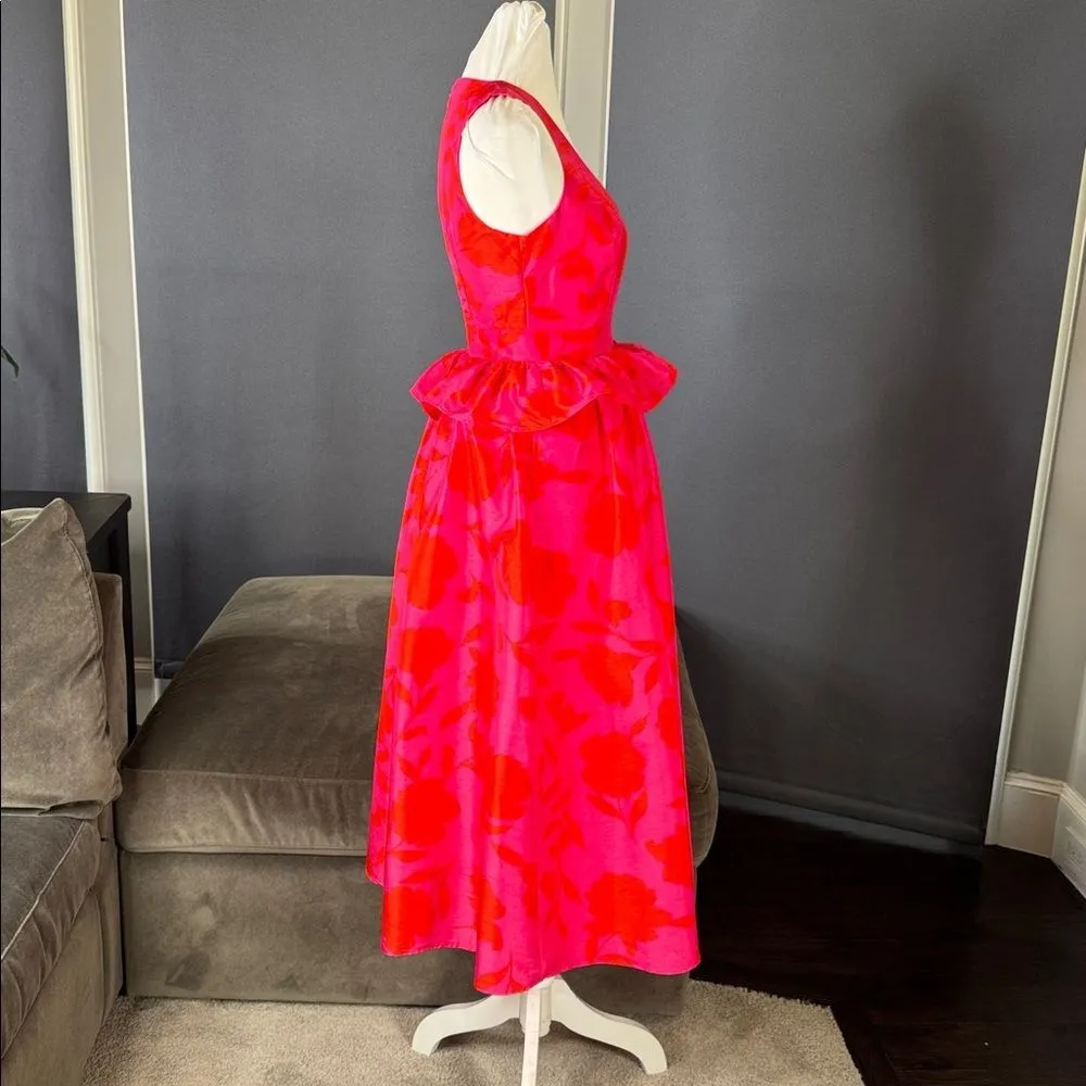 Women’s Kate Spade x Target Rose Peplum Pink Midi Dress V-Neck Size 00 NWOT - Image 3