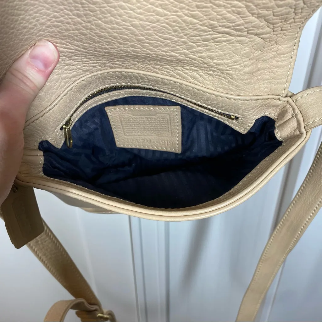 COACH Vintage Sonoma Small Flap Bag Natural Grain Leather Crossbody 4919‎ Buff - Image 8