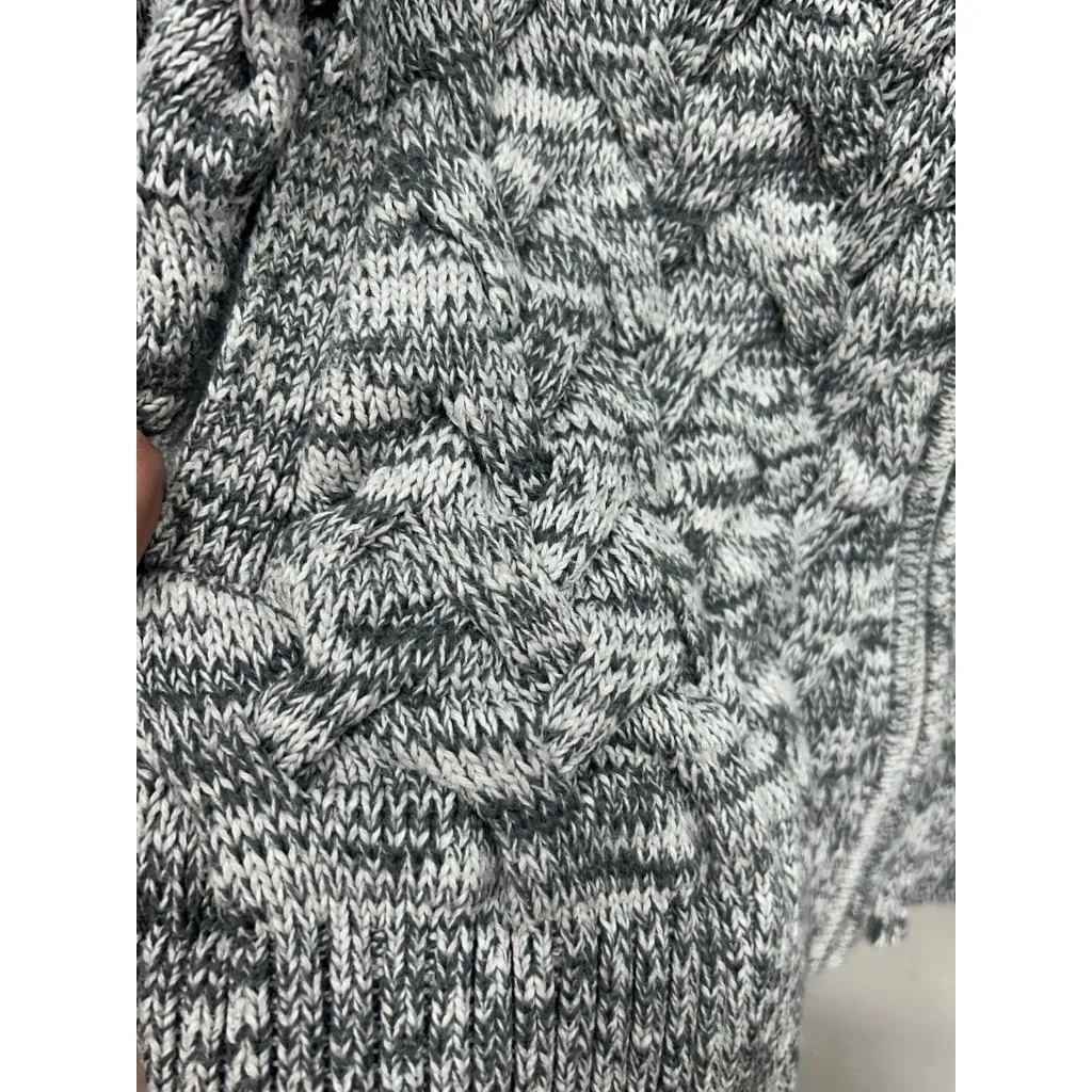 Lands End Drifter Sweater Jacket Womens Large 10-12 Grey Cable Knit Full Zip - Image 4