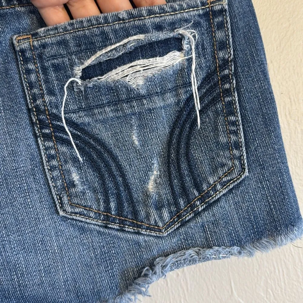 Hollister Y2K girly Distressed Blue Denim cutoff shorts size 25 spring - Image 7