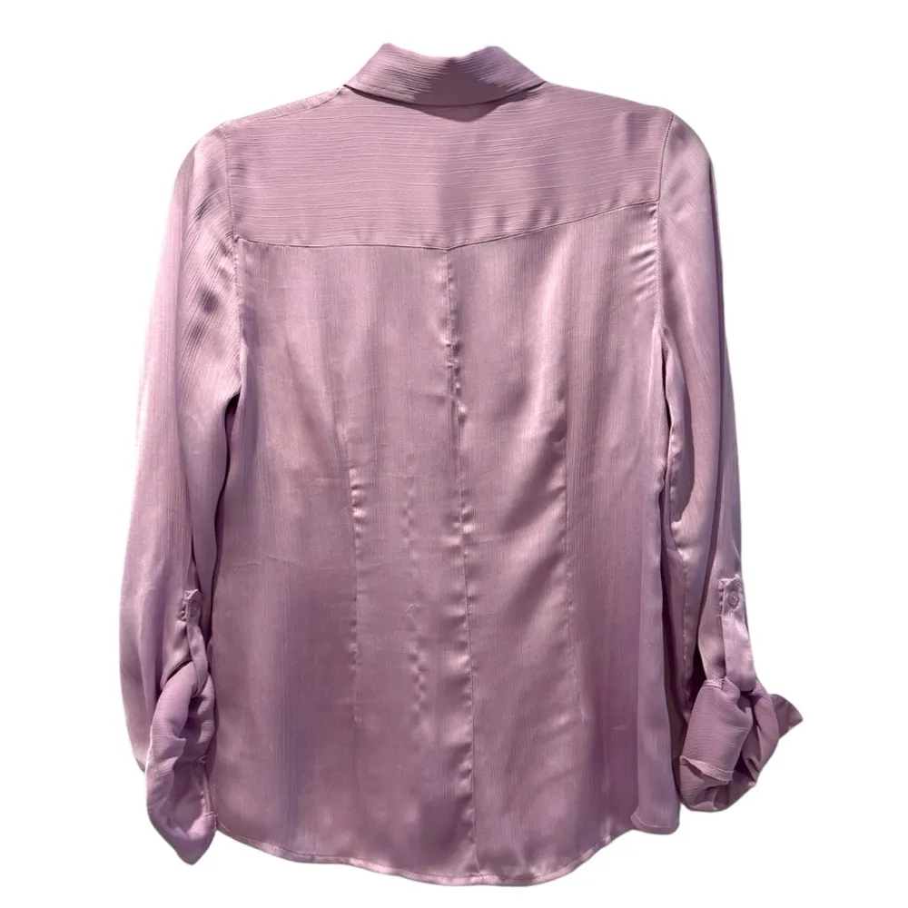 Coldwater Creek Long Sleeve Button Up Roll Tab Shirt Lavender Size Small - Image 5