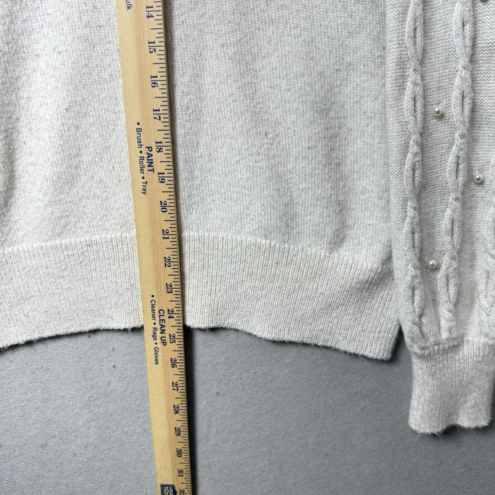 Crown & Ivy Oversized V-Neck Sweater White With Pearl Accents Size L - Image 7