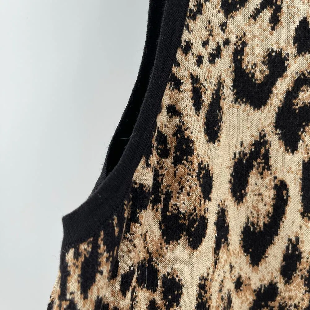 CHICO'S Sweater Tank SZ Extra Large Mock Neck Sleeveless Cashmere Blend Animal - Image 8