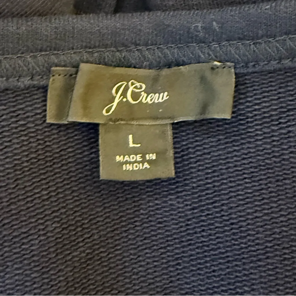 J.Crew Women's  Navy Blue Eyelet Hem Sweatshirt Large Pullover Preppy Casual - Image 7