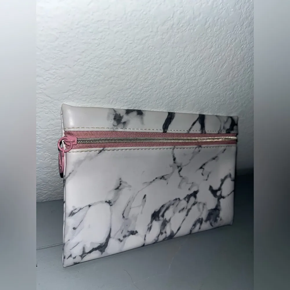 Ipsy Pink Zipper White Grey Marble All Over Print Beauty Cosmetic Makeup Bag 5x7 - Image 5