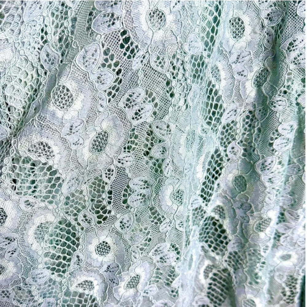 Floral Lace Sleeveless Tiered Maxi Dress Small Sea Foam Green Coquette - Image 10