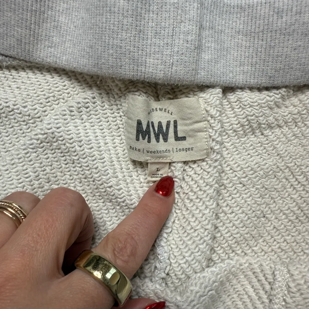 Madewell MWL Airy Terry Tappered Sweatpants in Lightest Gray Large - Image 6