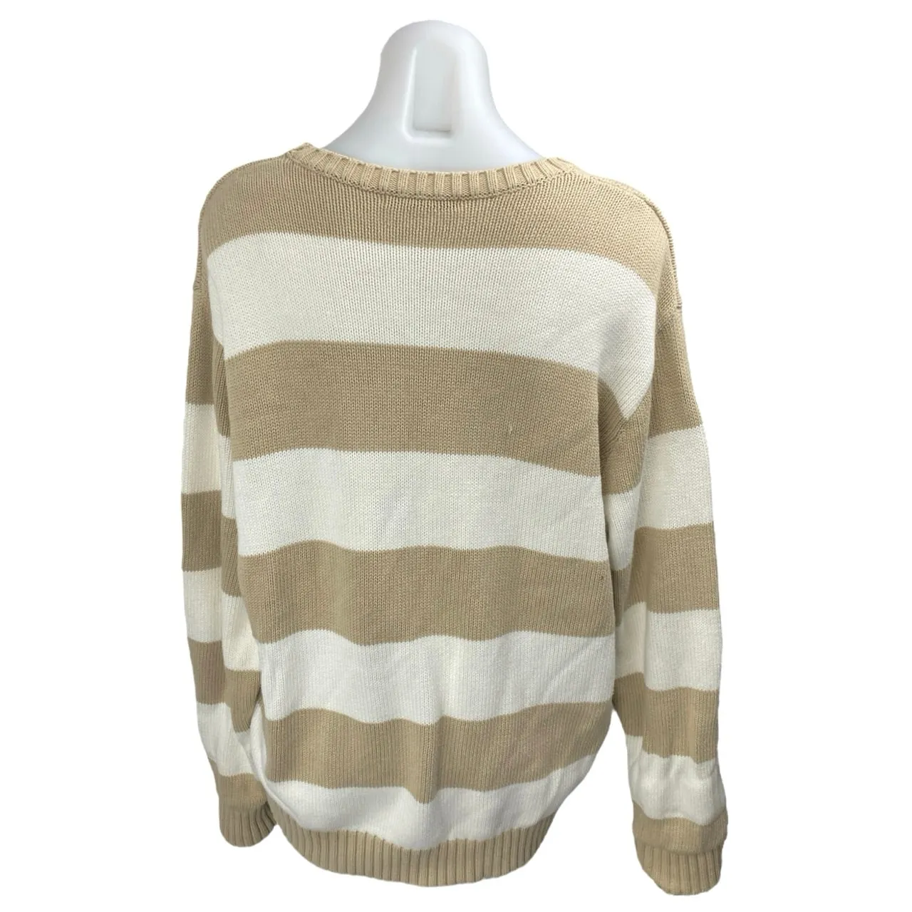Brandy Melville Beige White Striped Colorblock Long Sleeve Sweater Top Size S - Image 2