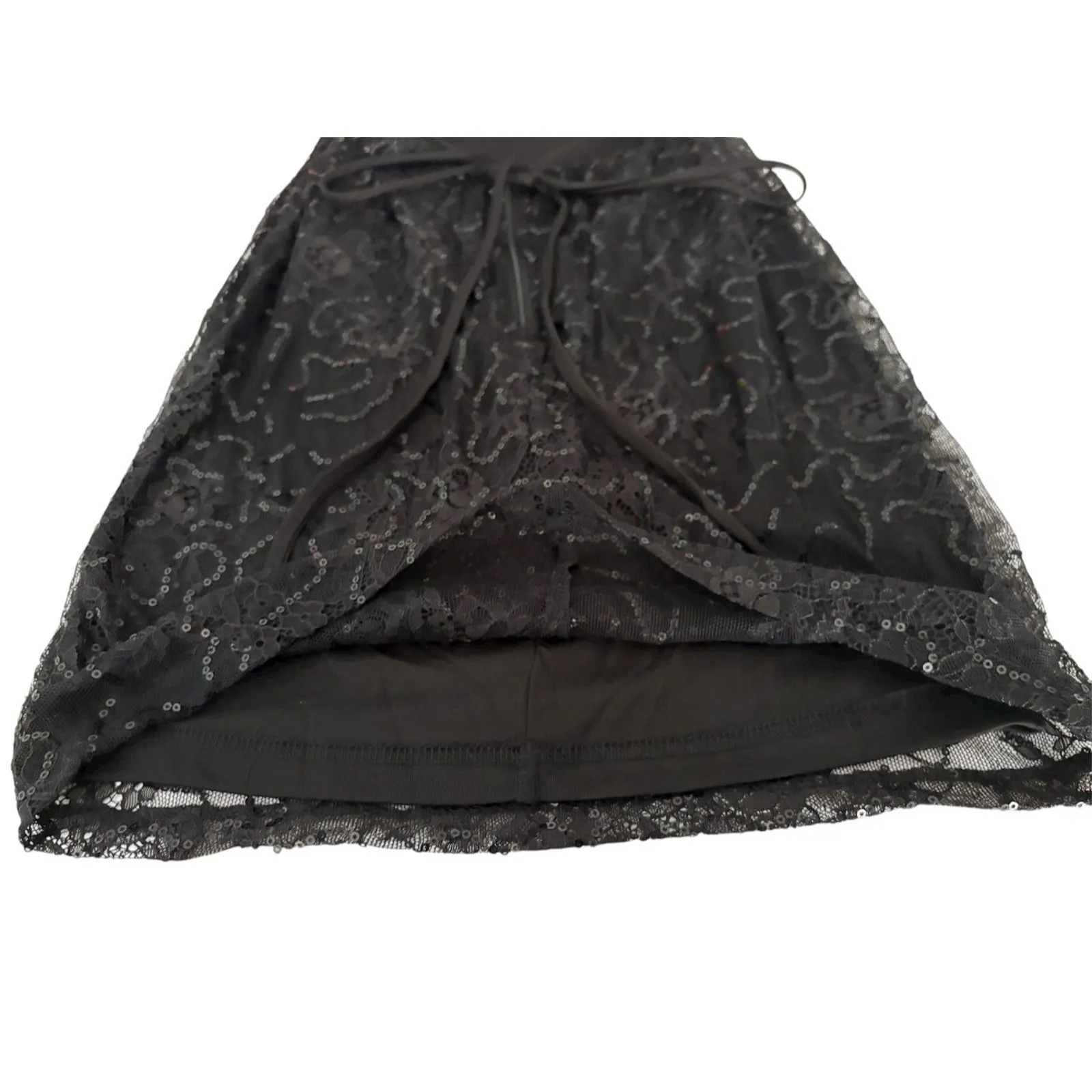 Starlit Nights Lace Sequin Lace Up Mini Black Homecoming Formal Dress XS NEW - Image 9