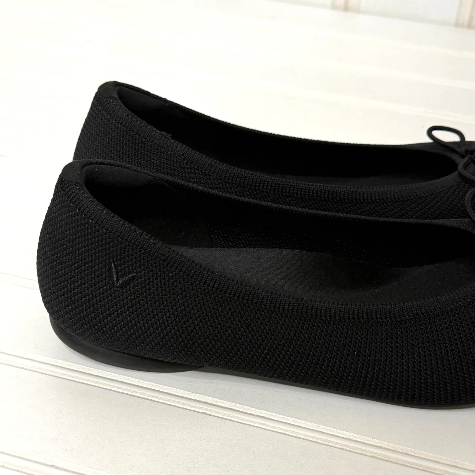 VIVAIA Tiana Black Knit Ballet Flats Bow Detail Women Size 41 EU 9.5 US - Image 5