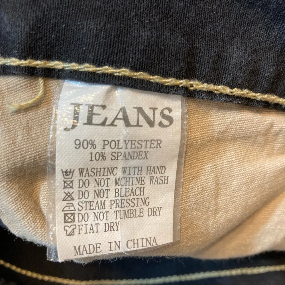 JEANS Black White Tan Patchwork Straight Leg Cut Off High Rise Jean Pants Size 27 - Image 10