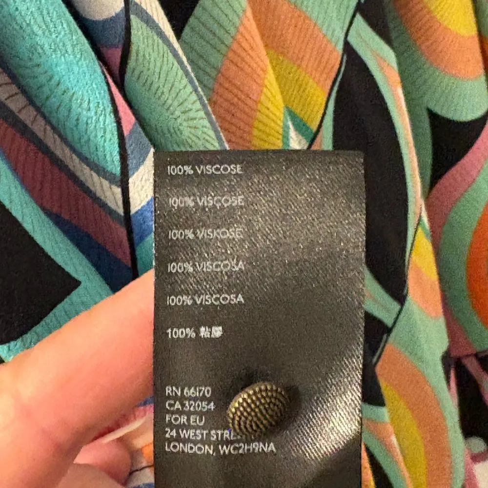 Anthropologie Kenzie Asymmetrical Dress with Pastel Swirls Size 6 - Image 7