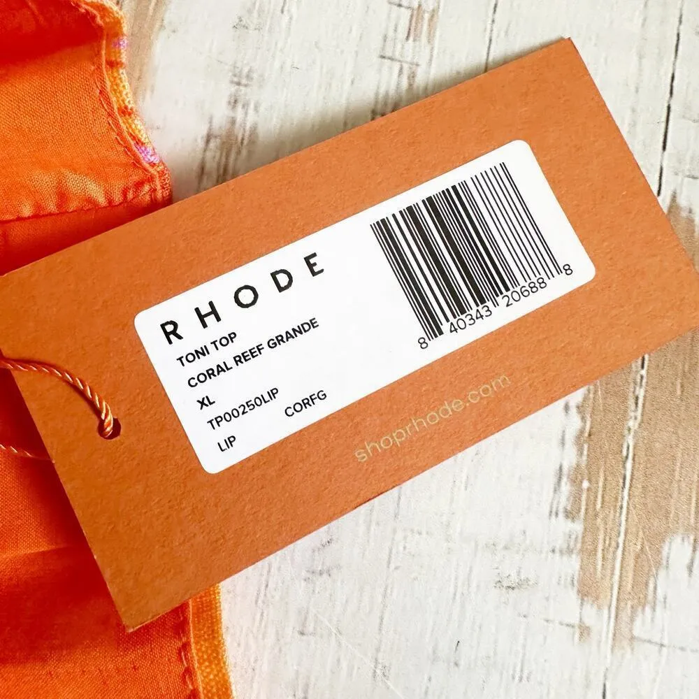RHODE Toni Twist Linen Crop Top Size XL Coral Reef Grande - Image 5