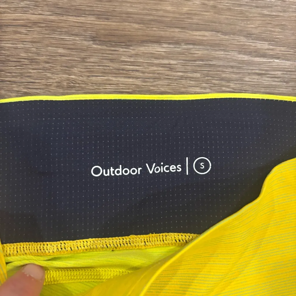 Outdoor Voices TechSweat 7/8 Zoom Leggings – Yellow Colorblock – Small - Image 3