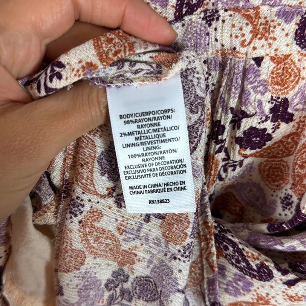 Idyllwind‎ Purple and Rust Floral V-Neck Mini Dress Size Medium - Image 7