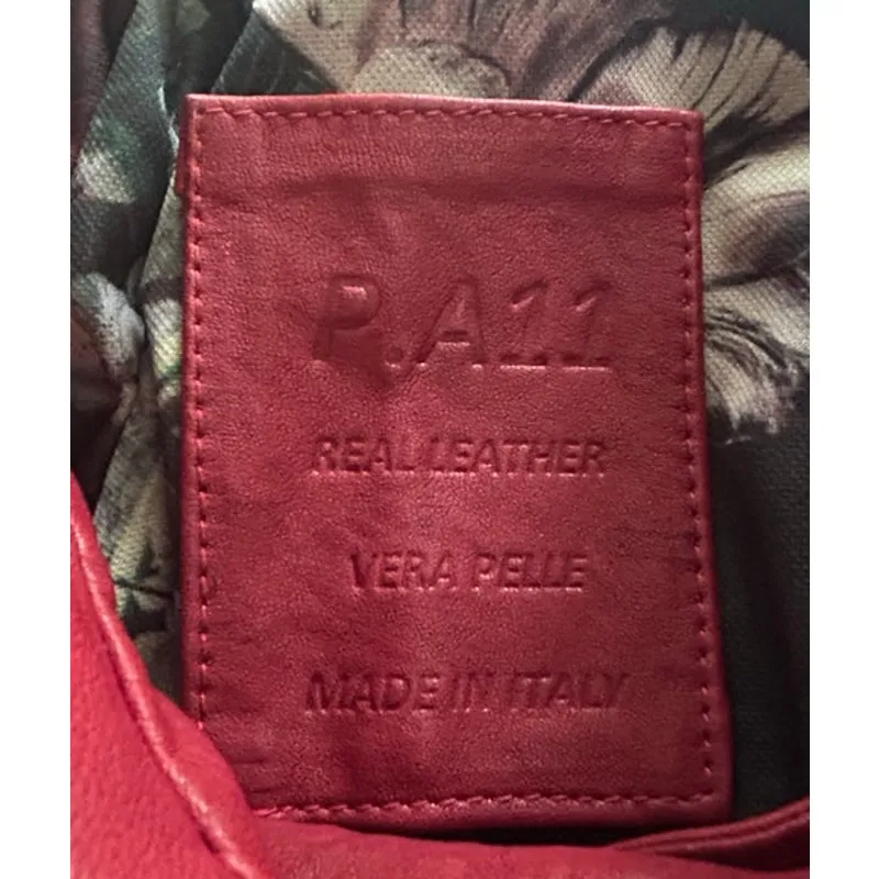 Vera Pelle Italian Genuine Red Leather Moto‎ Jacket Coat Women's Long Sleeve - Image 9