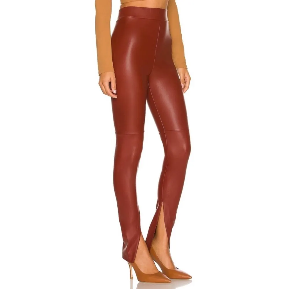 NWT ALIX NYC Carlisle Faux Leather Split Hem Pants Paprika Size S - Image 3