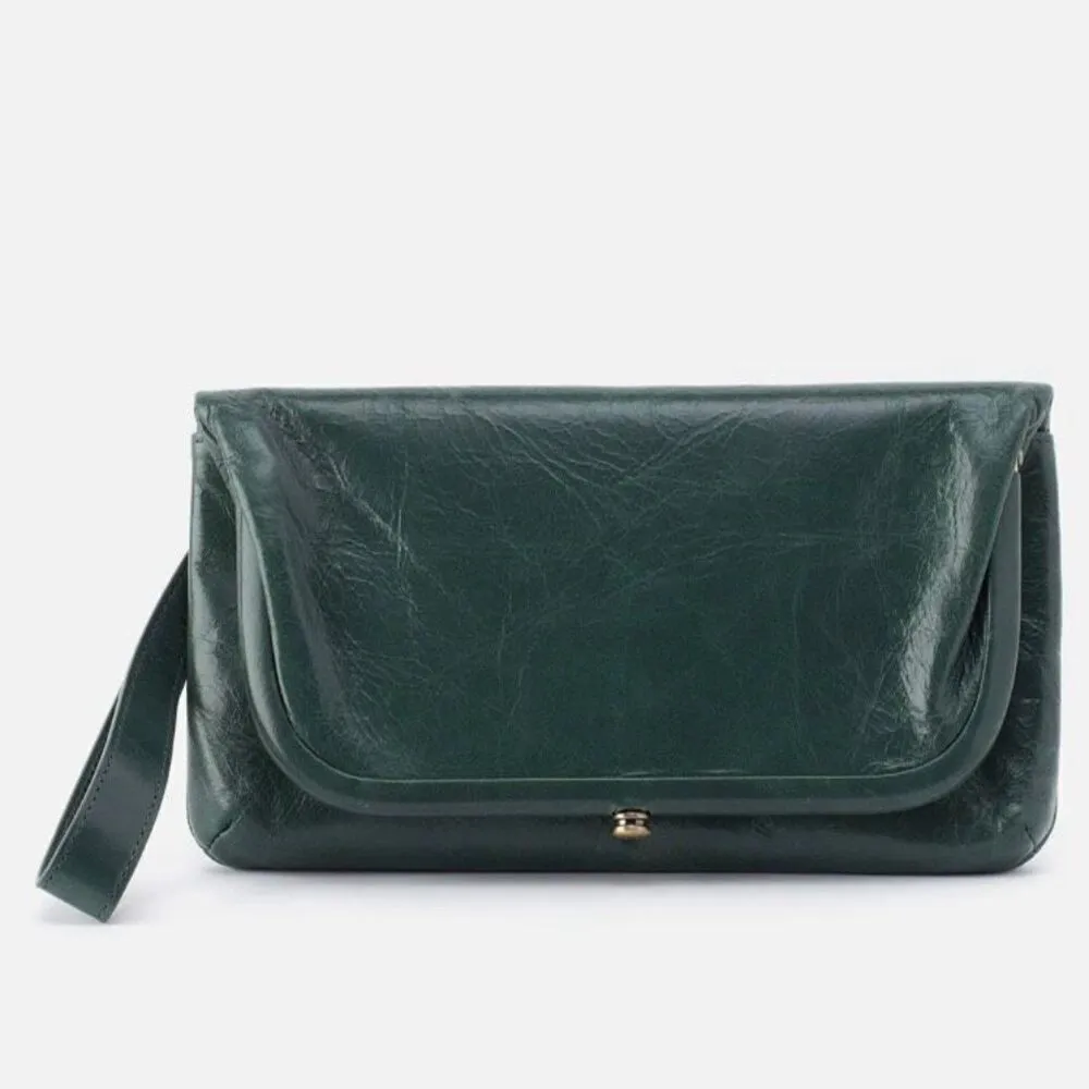 HOBO LAUREN CLUTCH LEATHER WRISTLET WALLET Sage Henna Luxury Leather, NWT Green - Image 11