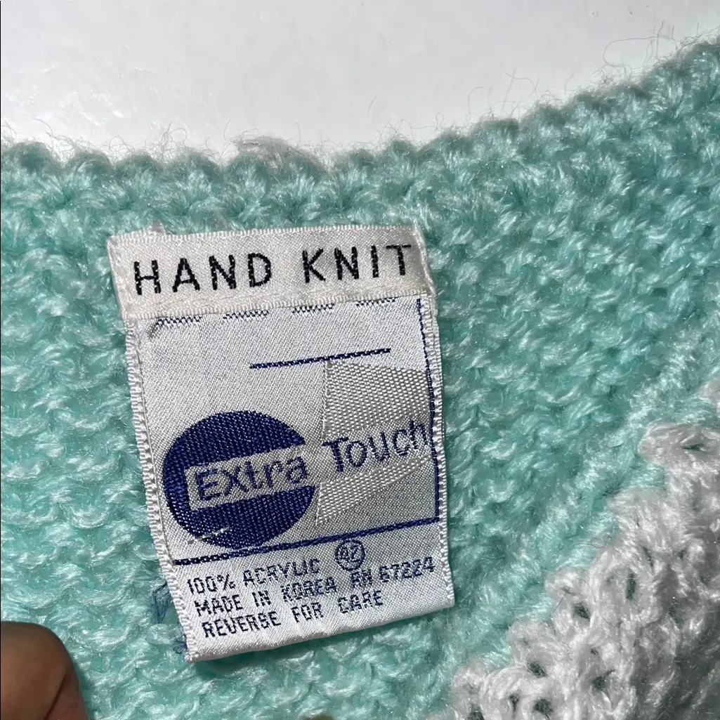 Mint and white Vintage Sweater Extra Touch Vintage sleeveless vest cap sleeves Green Size 1X - Image 6