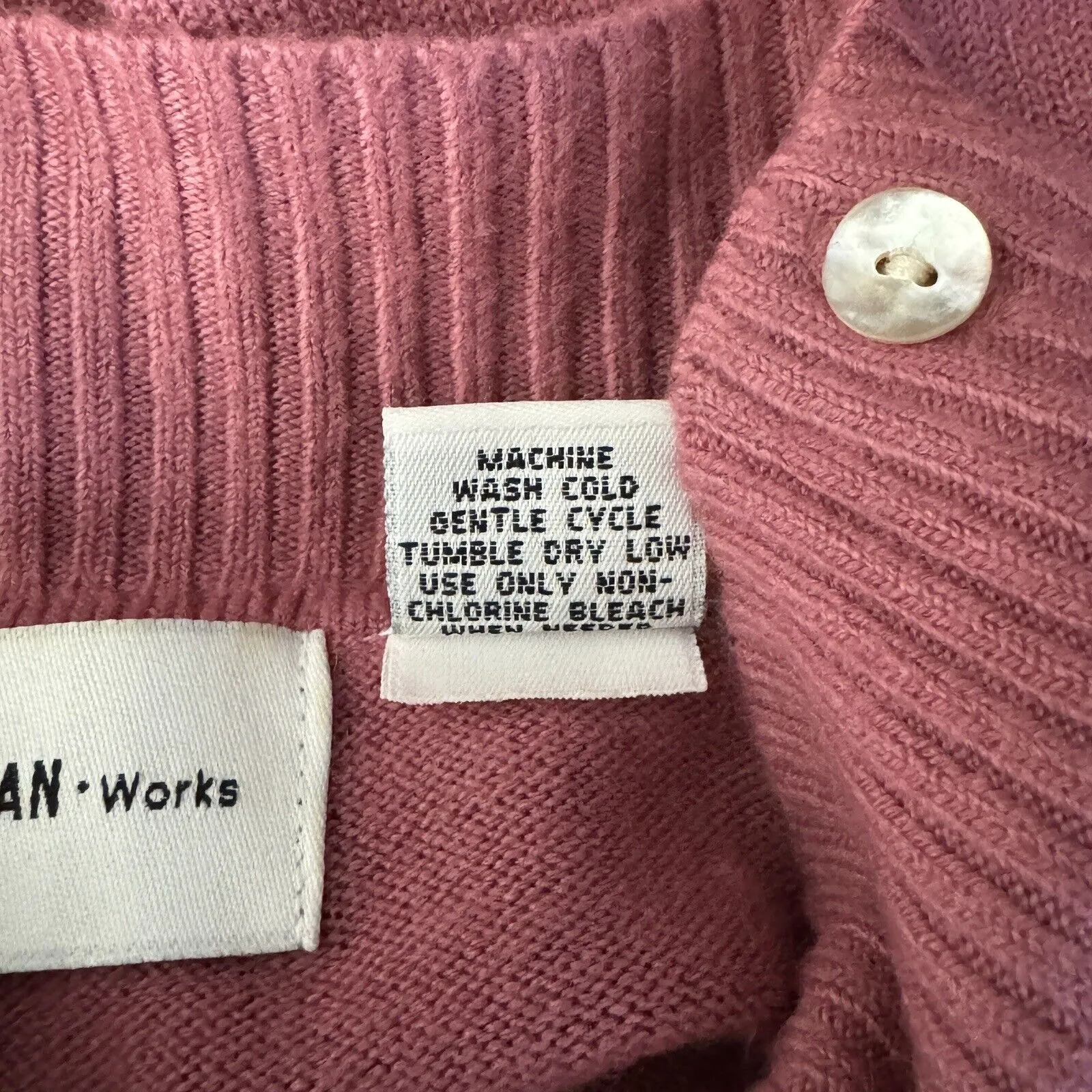 Parisian Sweater Womens Medium Mauve Pink Button Neck Casual Work Office Preppy‎ - Image 9