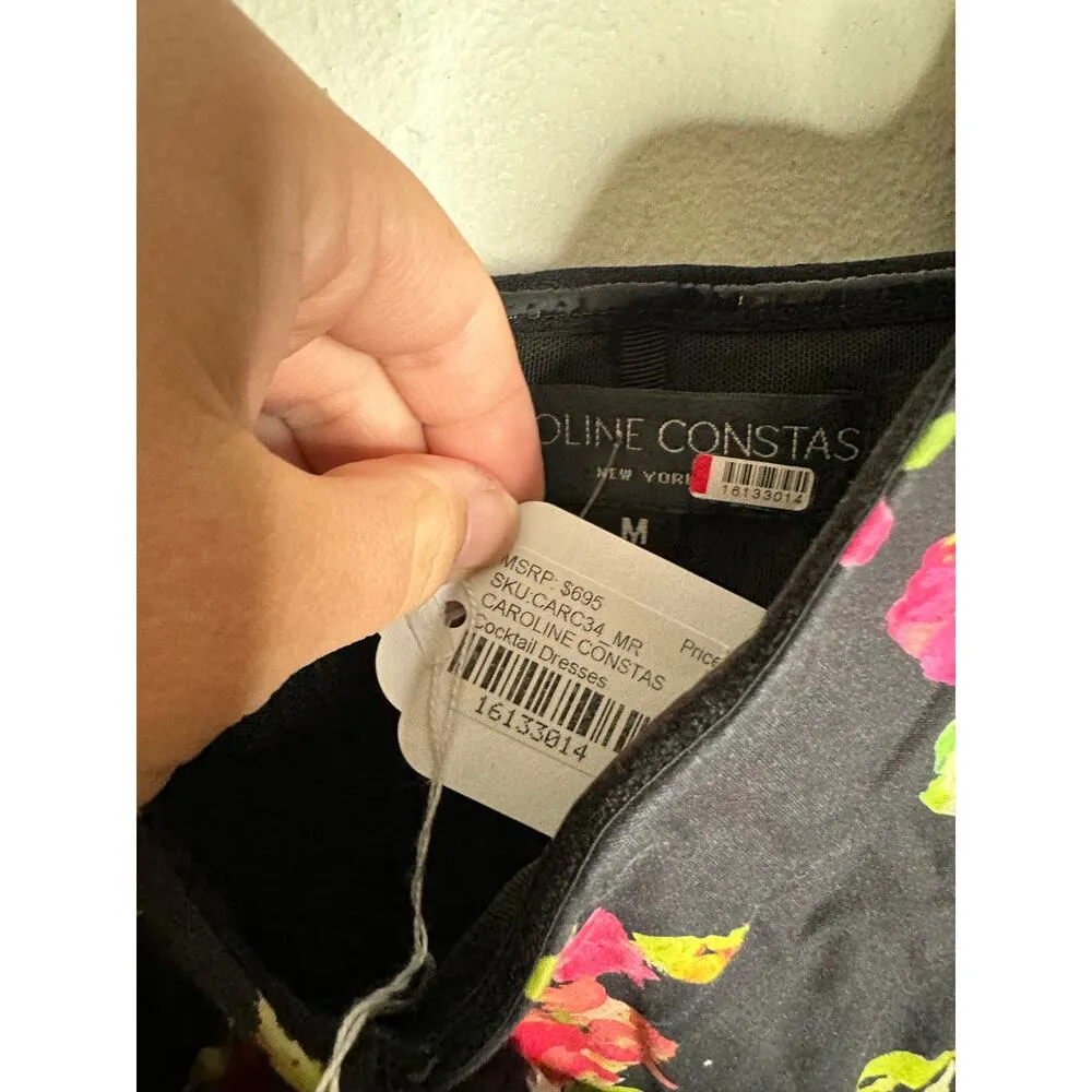 CAROLINE CONSTAS Reyna Black Floral Puff Sleeve Empire Waist Maxi Dress Size M Size M - Image 15