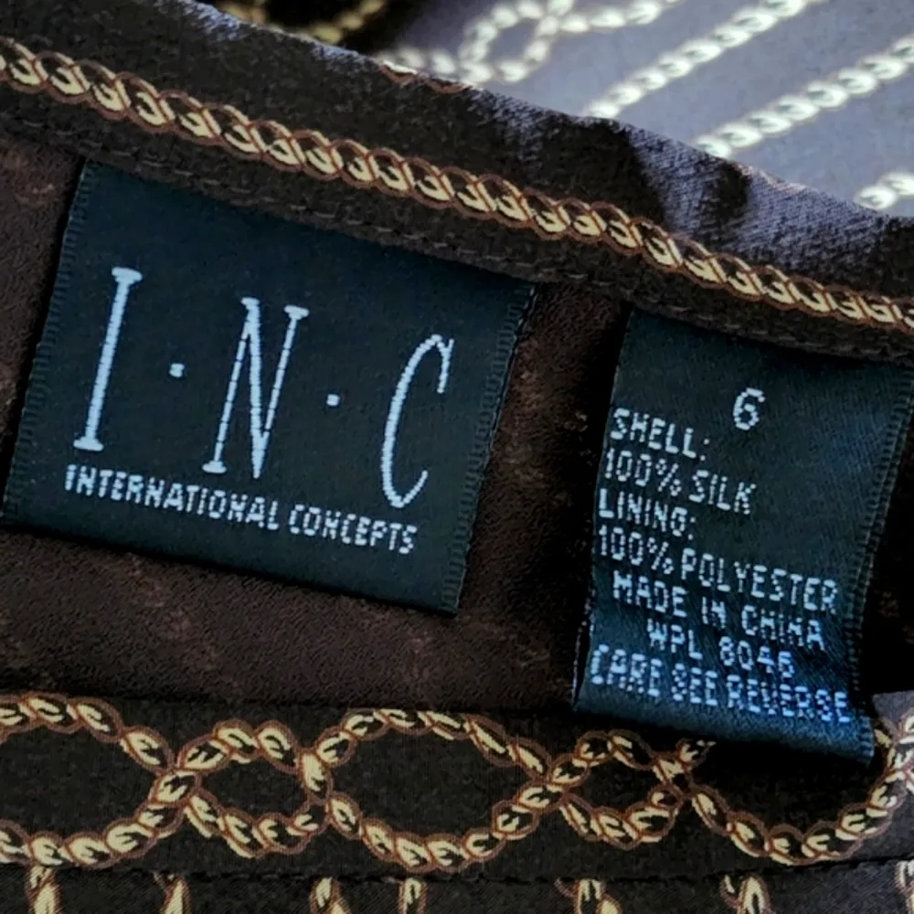 INC International Concepts Silk Brown with Gold Rope Design Maxi Skirt Size 6 - Image 7