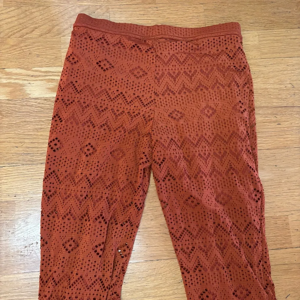 American Eagle Crochet Vacation Flare Leg Preppy Coastal Boho Festival Pants S - Image 5
