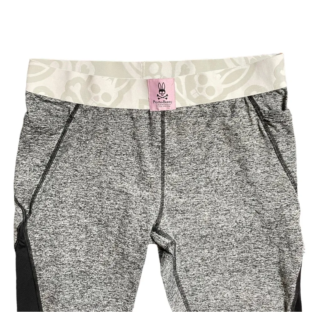 Psycho Bunny Women's Capri Leggings Gray Heather Mesh Vented Logo Size M A3 Size M - Image 2