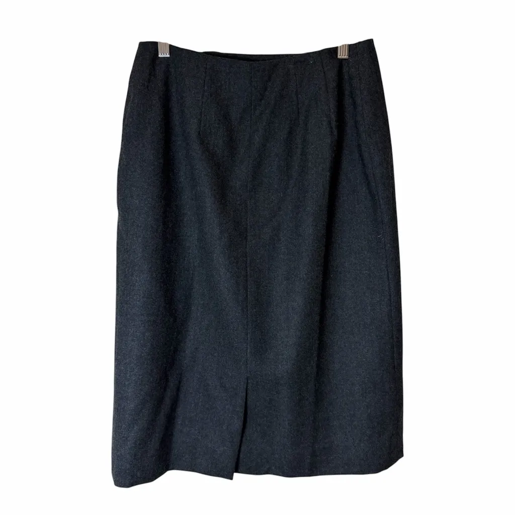 VTG Talbots 100% Pure Wool Wrap Pencil Skirt Grey Size 8 Academia Office Preppy - Image 2