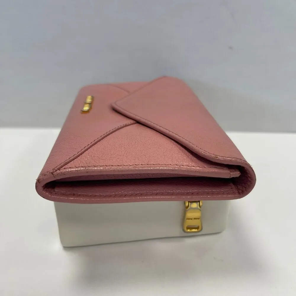 Miu Miu Pink Madras Leather Envelope-style Wallet Clutch - Preowned - Image 6